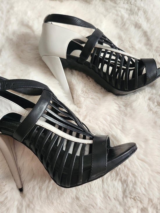 Calvin Klein Shoes - Calvin Klein Black and White Strappy High Heel Sandals